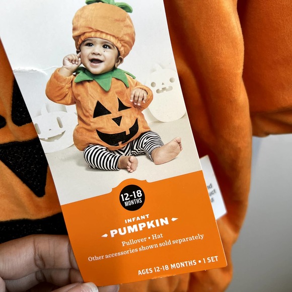 Baby Plush Jack O Lantern Pumpkin Halloween Costume Pullover 12-18 M Hyde EEK - Picture 6 of 7
